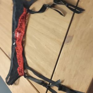 Red and black garter belt
